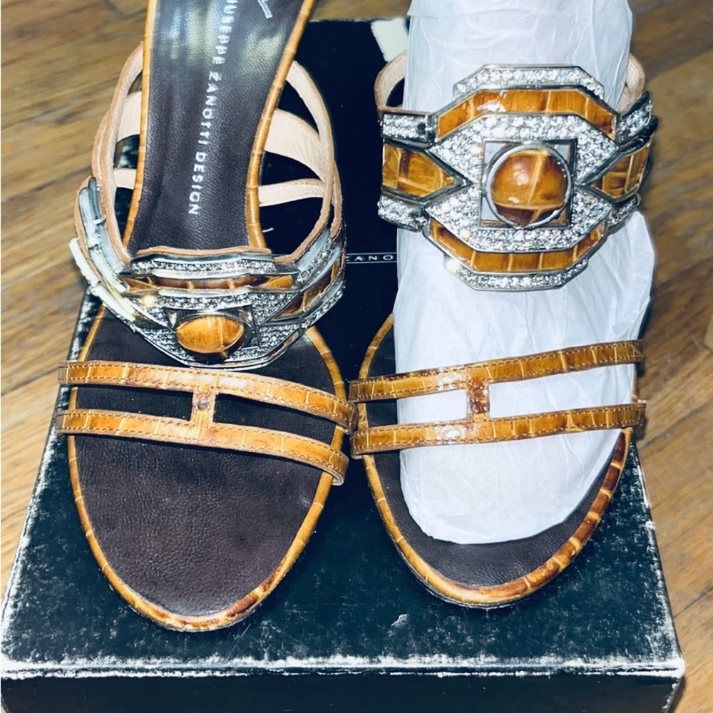 Giusippe Zanotti Brown Mule Heel Eur Size 37.5 US size 7